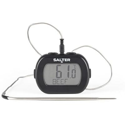 Salter 515 BKCR Premium Leave-In Digital Thermometer, Roasting, Grilling, BBQ, Jam Making, Deep Frying, Dual Sensors, Pan Clip Included, 0.1°C Graduations, ABS body, Stainless Steel Probe, Black Salter 515 BKCR Premium Leave-In Digital Thermometer, Roasting, Grilling, BBQ, Jam Making, Deep Frying, Dual Sensors, Pan Clip Included, 0.1°C Graduations, ABS body, Stainless Steel Probe, Black