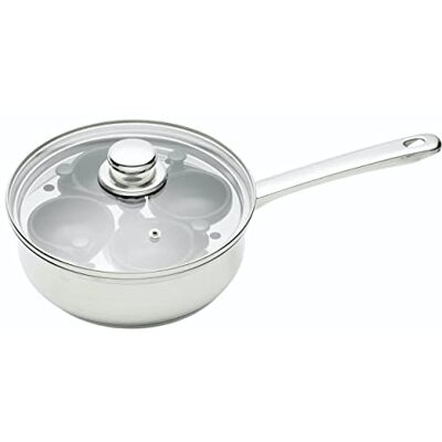 KitchenCraft Pocheerpan, eierpocheerpan van koolstofstaal, eierpocheerpan voor 4 eieren, anti-aanbak- en inductiebestendig, 20,5 cm, zilver KitchenCraft Pocheerpan, eierpocheerpan van koolstofstaal, eierpocheerpan voor 4 eieren, anti-aanbak- en inductiebestendig, 20,5 cm, zilver