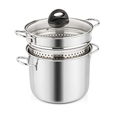 Barazzoni Spaghettipan met mand, Ø 18 cm, inhoud 3,1 l, roestvrij staal 18/10, inductie, Made in Italy. Barazzoni Spaghettipan met mand, Ø 18 cm, inhoud 3,1 l, roestvrij staal 18/10, inductie, Made in Italy.