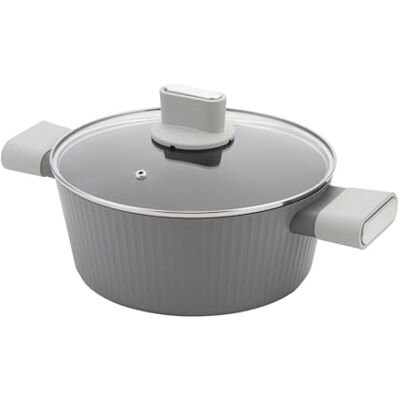 Florina Aluminium Pan Serrano 3,7 l 24 cm I Pannen met Soft-Touch-handgrepen I Lichtgewicht en duurzame pan I Antiaanbaklaag I Geribbelde structuur Kookpan met elegant ontwerp Florina Aluminium Pan Serrano 3,7 l 24 cm I Pannen met Soft-Touch-handgrepen I Lichtgewicht en duurzame pan I Antiaanbaklaag I Geribbelde structuur Kookpan met elegant ontwerp