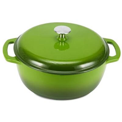 Basics SX-75QTG Groene Dutch oven - Gietijzeren braadpan Basics SX-75QTG Groene Dutch oven - Gietijzeren braadpan