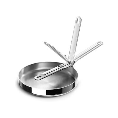 Joseph Joseph Space Steel pan RVS 24 cm inklapbare handgreep, 3-laags RVS, inductie, antiaanbak, ovenbestendig, stapelbaar Joseph Joseph Space Steel pan RVS 24 cm inklapbare handgreep, 3-laags RVS, inductie, antiaanbak, ovenbestendig, stapelbaar