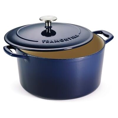 Tramontina Stoofpan van geëmailleerd gietijzer met deksel, rond, 6,5 l, blauw Tramontina Stoofpan van geëmailleerd gietijzer met deksel, rond, 6,5 l, blauw