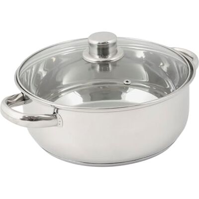 Crealys 502385 L roestvrijstalen braadpan met glazen deksel Ø 24 cm Crealys 502385 L roestvrijstalen braadpan met glazen deksel Ø 24 cm