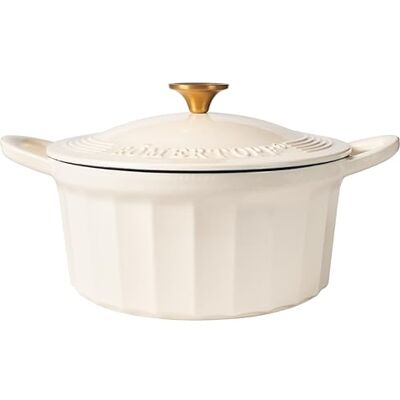 Römertopf Gietijzeren pan met deksel 24 cm braadpan & stoofpan geëmailleerd, Dutch Oven voor alle warmtebronnen incl. inductie, ovenbestendig tot 250 °C, PFAS-vrij crème Römertopf Gietijzeren pan met deksel 24 cm braadpan & stoofpan geëmailleerd, Dutch Oven voor alle warmtebronnen incl. inductie, ovenbestendig tot 250 °C, PFAS-vrij crème
