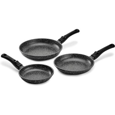 Pradel Excellence , 3 pannen van premium gegoten aluminium, antiaanbaklaag, steenlook, afneembare mouwen, geschikt voor alle warmtebronnen, inclusief inductie, oven, vaatwasser, D 20,24,28 cm, zwart Pradel Excellence , 3 pannen van premium gegoten aluminium, antiaanbaklaag, steenlook, afneembare mouwen, geschikt voor alle warmtebronnen, inclusief inductie, oven, vaatwasser, D 20,24,28 cm, zwart