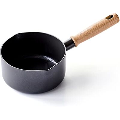 GreenChef Vintage Gezonde Keramisch Antiaanbaklaag 16cm/1,6 Liter Melkpan, Wood Inspired Handle, PFAS-Free, Inductie Geschikt, Vaatwasmachinebestendig, Grijs GreenChef Vintage Gezonde Keramisch Antiaanbaklaag 16cm/1,6 Liter Melkpan, Wood Inspired Handle, PFAS-Free, Inductie Geschikt, Vaatwasmachinebestendig, Grijs