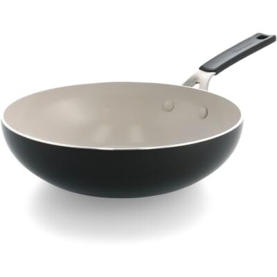 KitchenAid Aluminium Wokpan Keramisch Antiaanbak, 28 cm/3,69 L, PFAS-Vrij, Inductiegeschikt, RVS-Greep, Ovenbestendig, Vaatwasmachinebestendig, Zwart KitchenAid Aluminium Wokpan Keramisch Antiaanbak, 28 cm/3,69 L, PFAS-Vrij, Inductiegeschikt, RVS-Greep, Ovenbestendig, Vaatwasmachinebestendig, Zwart