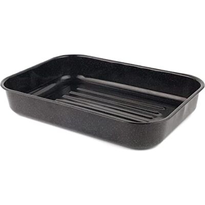 Russell Hobbs CW11431 Romano Vitreous Enamel Deep Roaster, Large Roasting Tin, Oven Dish, Chicken Roasting Tray, Meat/Vegetables, Dishwasher Safe, 42 cm, Black, 41.5 x 30 x 5 cm Russell Hobbs CW11431 Romano Vitreous Enamel Deep Roaster, Large Roasting Tin, Oven Dish, Chicken Roasting Tray, Meat/Vegetables, Dishwasher Safe, 42 cm, Black, 41.5 x 30 x 5 cm