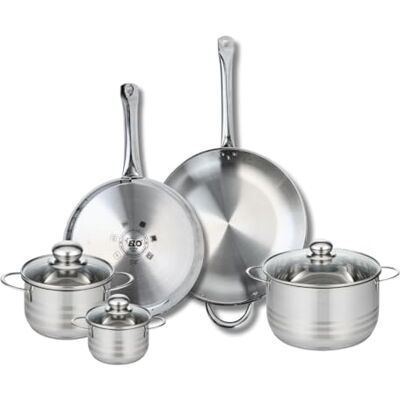 FACKELMANN ELO 9883250 5-delige pannenset, 2-delige pannenset, 28 en 32 cm en 3 kookpannen 12, 16 en 20 cm, Elo Profi glanzend, roestvrij staal, inductie FACKELMANN ELO 9883250 5-delige pannenset, 2-delige pannenset, 28 en 32 cm en 3 kookpannen 12, 16 en 20 cm, Elo Profi glanzend, roestvrij staal, inductie