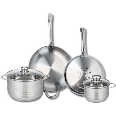 FACKELMANN ELO 9882750 4-delige pannenset, 2-delige pannenset, 28 en 32 cm en 2 kookpannen 16 en 24 cm, Elo Profi glanzend, roestvrij staal, inductie FACKELMANN ELO 9882750 4-delige pannenset, 2-delige pannenset, 28 en 32 cm en 2 kookpannen 16 en 24 cm, Elo Profi glanzend, roestvrij staal, inductie