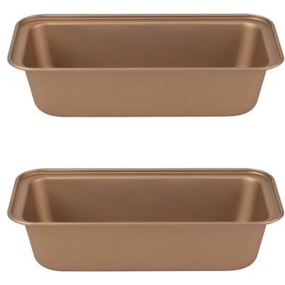 Russell Hobbs COMBO-8124 Set of 2 Opulence 28 cm Non-Stick Loaf Tins, Carbon Steel, PFOA Free, Easy Clean Bread Pan, Ideal Baking Pans for Making Bread and Cakes, Stylish Design, Gold Russell Hobbs COMBO-8124 Set of 2 Opulence 28 cm Non-Stick Loaf Tins, Carbon Steel, PFOA Free, Easy Clean Bread Pan, Ideal Baking Pans for Making Bread and Cakes, Stylish Design, Gold