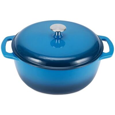 Amazon Basics Gietijzeren stoofpot 5,6L Blauw - Dutch Oven Amazon Basics Gietijzeren stoofpot 5,6L Blauw - Dutch Oven