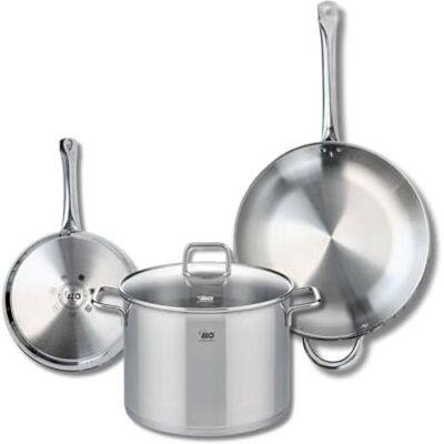 FACKELMANN ELO 9505050 Kookpannenset, 3-delig, 2-delige pannenset, 24 en 32 cm en 1 kookpan 26 cm, Elo Profi citrien, roestvrij staal, inductie FACKELMANN ELO 9505050 Kookpannenset, 3-delig, 2-delige pannenset, 24 en 32 cm en 1 kookpan 26 cm, Elo Profi citrien, roestvrij staal, inductie