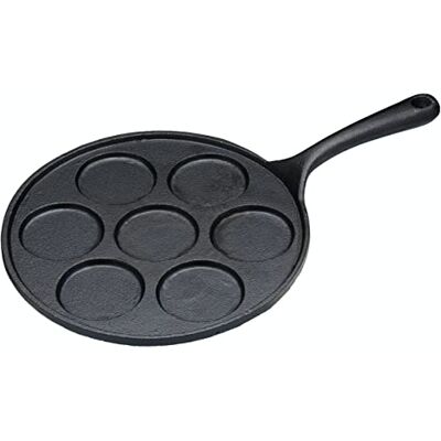 KitchenCraft Kitchen Craft Blinispan van 23,5 cm voor 7 pannenkoeken met een diameter van 6 cm, gietijzer, zwart KitchenCraft Kitchen Craft Blinispan van 23,5 cm voor 7 pannenkoeken met een diameter van 6 cm, gietijzer, zwart