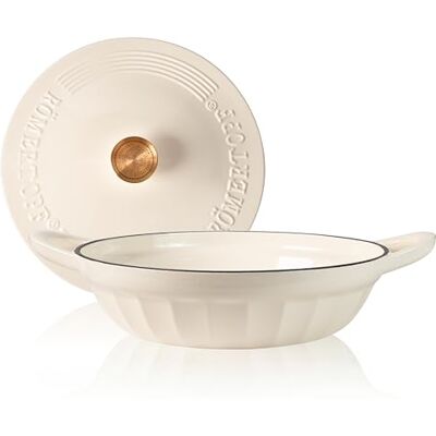 Römertopf Gietijzeren stoofpan met deksel 28 cm sauteerpan emaille coating, alle warmtebronnen incl. inductie, ovenbestendig 250 °C, braden en stoven, PFAS-vrij, crème Römertopf Gietijzeren stoofpan met deksel 28 cm sauteerpan emaille coating, alle warmtebronnen incl. inductie, ovenbestendig 250 °C, braden en stoven, PFAS-vrij, crème