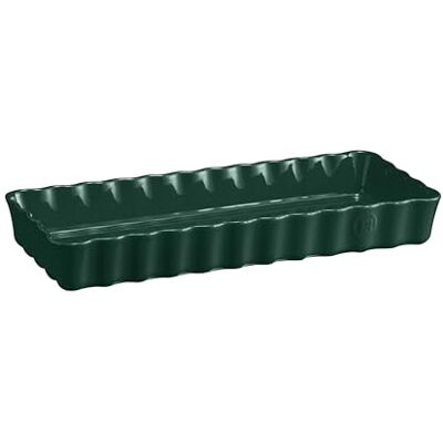 Emile Henry Lange rechthoekige taartvorm, keramiek, 15 x 36 cm, cedergroen Emile Henry Lange rechthoekige taartvorm, keramiek, 15 x 36 cm, cedergroen