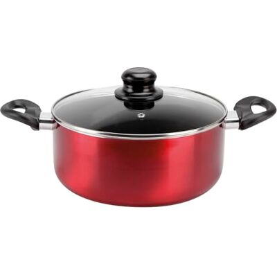 Sitram 712390 Cherry geperste aluminium kookpan Ø 24 cm anti-aanbaklaag kleur metallic rood inclusief glazen stoomdeksel voor alle warmtebronnen inclusief inductie Sitram 712390 Cherry geperste aluminium kookpan Ø 24 cm anti-aanbaklaag kleur metallic rood inclusief glazen stoomdeksel voor alle warmtebronnen inclusief inductie