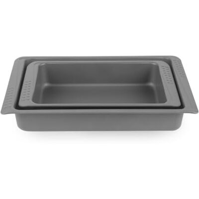 Russell Hobbs Shield braadsledenset, 32 cm/38 cm Koolstofstaal, antiaanbaklaag, PFOA-vrij, ovenbestendig tot 220 °C, grijze afwerking, 2-delige in elkaar passende set Russell Hobbs Shield braadsledenset, 32 cm/38 cm Koolstofstaal, antiaanbaklaag, PFOA-vrij, ovenbestendig tot 220 °C, grijze afwerking, 2-delige in elkaar passende set