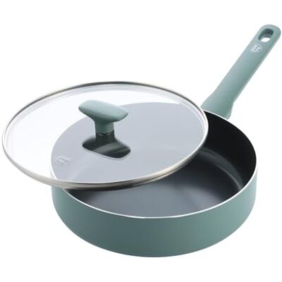 GreenChef Tones keramische anti-aanbakpan met deksel, 24 cm, inductie, PFAS-vrij, vaatwasmachinebestendig, ovenbestendig, smokey blue GreenChef Tones keramische anti-aanbakpan met deksel, 24 cm, inductie, PFAS-vrij, vaatwasmachinebestendig, ovenbestendig, smokey blue