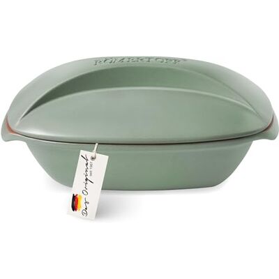 Römertopf Culinario 3 L stoofpan keramiek met deksel, groen Voor 4 personen, ovaal, voor stoven, braden en stomen in de oven, geglazuurd keramiek, vaatwasmachinebestendig Römertopf Culinario 3 L stoofpan keramiek met deksel, groen Voor 4 personen, ovaal, voor stoven, braden en stomen in de oven, geglazuurd keramiek, vaatwasmachinebestendig