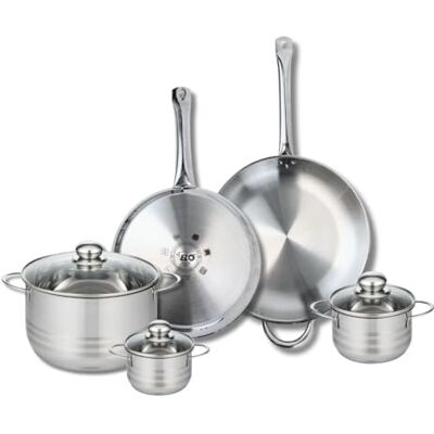 FACKELMANN ELO 9883150 5-delige pannenset, 2-delige pannenset, 28 en 32 cm en 3 kookpannen 12, 14 en 24 cm, Elo Profi glanzend, roestvrij staal, inductie FACKELMANN ELO 9883150 5-delige pannenset, 2-delige pannenset, 28 en 32 cm en 3 kookpannen 12, 14 en 24 cm, Elo Profi glanzend, roestvrij staal, inductie