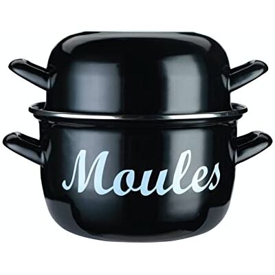 KitchenCraft KC Blue World of Flavours Medium Mosselpan, Emaille, 2,5 liter, 20 x 25 x 15 centimeter Zwart KitchenCraft KC Blue World of Flavours Medium Mosselpan, Emaille, 2,5 liter, 20 x 25 x 15 centimeter Zwart