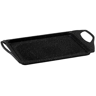 Pradel Excellence Grill/grillplaat 43 x 27 cm, steenlook (zonder PFOA) met afneembare siliconen handgreep Pradel Excellence Grill/grillplaat 43 x 27 cm, steenlook (zonder PFOA) met afneembare siliconen handgreep