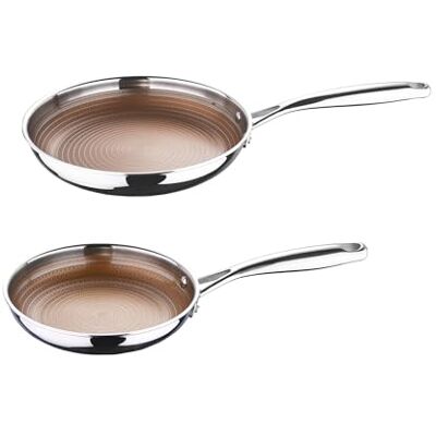 MasterPro Giro Collection 2-delige koekenpannenset drielaags roestvrijstalen aluminium kern kookgerei met meerlaagse antiaanbaklaag 20 cm en 25 cm koekenpannen metalen gebruiksvoorwerp MasterPro Giro Collection 2-delige koekenpannenset drielaags roestvrijstalen aluminium kern kookgerei met meerlaagse antiaanbaklaag 20 cm en 25 cm koekenpannen metalen gebruiksvoorwerp