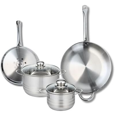 FACKELMANN ELO 9879550 4-delige pannenset, 2-delige pannenset, 24 en 32 cm en 2 kookpannen 16 en 20 cm, Elo Profi glanzend, roestvrij staal, inductie FACKELMANN ELO 9879550 4-delige pannenset, 2-delige pannenset, 24 en 32 cm en 2 kookpannen 16 en 20 cm, Elo Profi glanzend, roestvrij staal, inductie