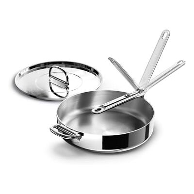 Joseph Joseph Space Steel sauteerpan 28 cm RVS met deksel, 3-laags RVS, inductie, antiaanbak, inklapbare handgreep Joseph Joseph Space Steel sauteerpan 28 cm RVS met deksel, 3-laags RVS, inductie, antiaanbak, inklapbare handgreep