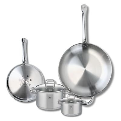 FACKELMANN ELO 9505250 4-delige pannenset, 2-delige pannenset, 24 en 32 cm en 2 kookpannen 12 en 16 cm, Elo Profi Citrien, roestvrij staal, inductie FACKELMANN ELO 9505250 4-delige pannenset, 2-delige pannenset, 24 en 32 cm en 2 kookpannen 12 en 16 cm, Elo Profi Citrien, roestvrij staal, inductie