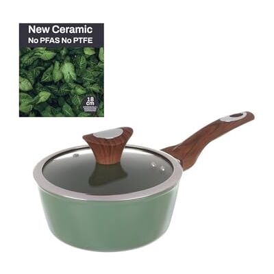 KASANOVA Keramische anti-aanbak casserole - 18cm Groene Deksel KASANOVA Keramische anti-aanbak casserole - 18cm Groene Deksel
