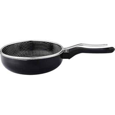 VIER Diepe friteuse voor inductie, aluminium, antiaanbaklaag, Ø 24 cm, deksel 3,30 l, inductiebodem, geschikt voor alle warmtebronnen, ergonomisch geïsoleerde handgreep, schenktuit. VIER Diepe friteuse voor inductie, aluminium, antiaanbaklaag, Ø 24 cm, deksel 3,30 l, inductiebodem, geschikt voor alle warmtebronnen, ergonomisch geïsoleerde handgreep, schenktuit.
