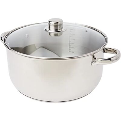 Crealys 502386 RVS Stewpot met Glazen Deksel 8 L Capaciteit 28 cm Diameter Crealys 502386 RVS Stewpot met Glazen Deksel 8 L Capaciteit 28 cm Diameter