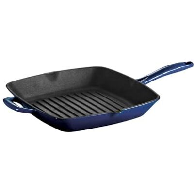 Tramontina Bestow 31700210 geëmailleerde gietijzeren bakplaat met hulp, 27 cm (2,3l), blauw, voor inductie en alle kookplaten, ovenbestendig tot 230 °C Tramontina Bestow 31700210 geëmailleerde gietijzeren bakplaat met hulp, 27 cm (2,3l), blauw, voor inductie en alle kookplaten, ovenbestendig tot 230 °C
