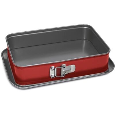 Guardini Rossana 2.0, rechthoekige vorm met anti-aanbaklaag, dubbellaags, gemaakt van Hi-Top-staal, 19 x 28 x 7 cm, rood en grijs Guardini Rossana 2.0, rechthoekige vorm met anti-aanbaklaag, dubbellaags, gemaakt van Hi-Top-staal, 19 x 28 x 7 cm, rood en grijs