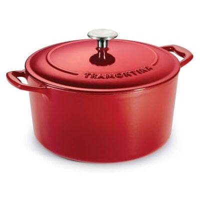 Tramontina Bestow Gietijzeren braadpan, 6,2 l, Ø 28 cm, geëmailleerd, inductie, ovenbestendig tot 230 °C, Dutch Oven, roestvrijstalen knop, groefdeksel voor stoven en braden Tramontina Bestow Gietijzeren braadpan, 6,2 l, Ø 28 cm, geëmailleerd, inductie, ovenbestendig tot 230 °C, Dutch Oven, roestvrijstalen knop, groefdeksel voor stoven en braden