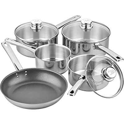 Tala Performance 5 Delige RVS Kookset met Glazen Deksels en Koekenpan voor Dagelijkse Bereidingen Geschikt voor Inductie en Alle Andere Warmtebronnen Tala Performance 5 Delige RVS Kookset met Glazen Deksels en Koekenpan voor Dagelijkse Bereidingen Geschikt voor Inductie en Alle Andere Warmtebronnen