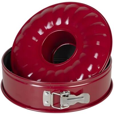 wenco Springvorm 26 cm, taartvorm met platte en buisbodem, 2 bodems, ronde bakvorm, lekvrij, anti-aanbaklaag, rood wenco Springvorm 26 cm, taartvorm met platte en buisbodem, 2 bodems, ronde bakvorm, lekvrij, anti-aanbaklaag, rood