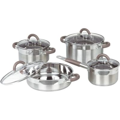 Jata Hogar BC8 RVS kookgerei gevormd door 4 stuks en 4 deksels, grijs Jata Hogar BC8 RVS kookgerei gevormd door 4 stuks en 4 deksels, grijs