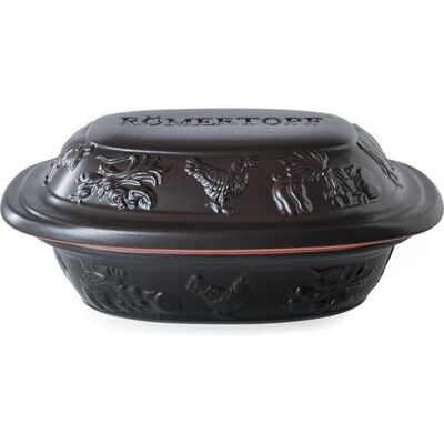 Römertopf RUSTICO Braadpan voor 1 persoon, 1,2 liter stoofpan met deksel van keramiek, voor stoven, braden en stomen, geschikt voor de oven, zwart Römertopf RUSTICO Braadpan voor 1 persoon, 1,2 liter stoofpan met deksel van keramiek, voor stoven, braden en stomen, geschikt voor de oven, zwart