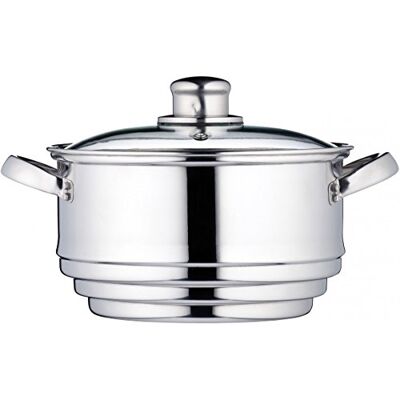 KitchenCraft Universele stoompan met deksel, universele stomer met glazen deksel, past op bijna elke pan en kookpan, zilver roestvrij staal, diameter 16, 18 en 20 cm, KitchenCraft Universele stoompan met deksel, universele stomer met glazen deksel, past op bijna elke pan en kookpan, zilver roestvrij staal, diameter 16, 18 en 20 cm,