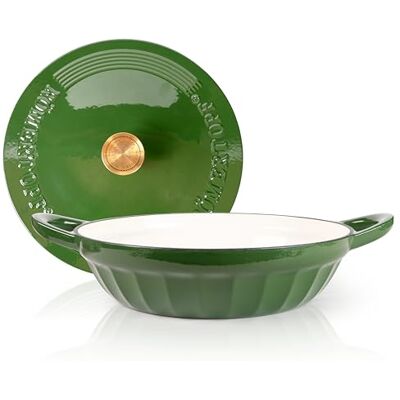 Römertopf Gietijzeren stoofpan met deksel 28 cm sauteerpan emaille coating, alle warmtebronnen incl. inductie, ovenbestendig 250 °C, braden en stoven, PFAS-vrij, diepgroen Römertopf Gietijzeren stoofpan met deksel 28 cm sauteerpan emaille coating, alle warmtebronnen incl. inductie, ovenbestendig 250 °C, braden en stoven, PFAS-vrij, diepgroen