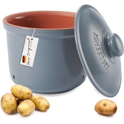 Römertopf Maxi Plus voorraadpot van natuurlijke klei voor lange houdbaarheid van levensmiddelen zoals aardappelen, Ø 26,0 cm, blauw-grijs Römertopf Maxi Plus voorraadpot van natuurlijke klei voor lange houdbaarheid van levensmiddelen zoals aardappelen, Ø 26,0 cm, blauw-grijs