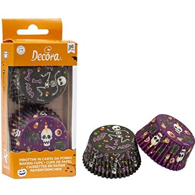 DECORA , 0339864 verpakking met 36 thematische vormpjes, Happy Halloween, voor het bakken, presenteren en geven van muffins, hittebestendig tot 220 °, in praktische blisterverpakking, afmetingen ø 50 x DECORA , 0339864 verpakking met 36 thematische vormpjes, Happy Halloween, voor het bakken, presenteren en geven van muffins, hittebestendig tot 220 °, in praktische blisterverpakking, afmetingen ø 50 x