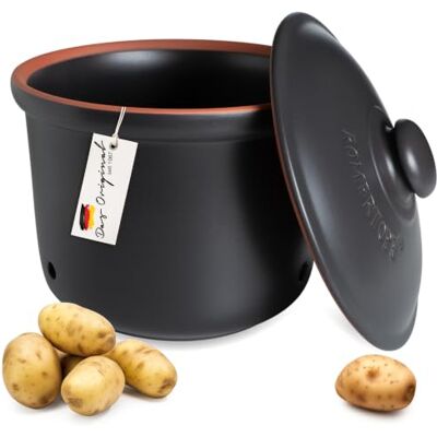 Römertopf MAXI PLUS Verspan 5,5 liter keramische aardappelpot ademende klei houdt groenten langer vers ideale luchtcirculatie zwart Römertopf MAXI PLUS Verspan 5,5 liter keramische aardappelpot ademende klei houdt groenten langer vers ideale luchtcirculatie zwart