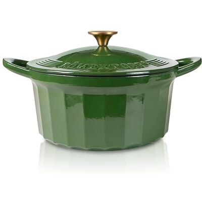 Römertopf Gietijzeren pan met deksel 24 cm – stoofpan emaille coating, alle warmtebronnen incl. inductie, ovenbestendig 250 °C, brood bakken, stoven, braden, PFAS-vrij, groen Römertopf Gietijzeren pan met deksel 24 cm – stoofpan emaille coating, alle warmtebronnen incl. inductie, ovenbestendig 250 °C, brood bakken, stoven, braden, PFAS-vrij, groen