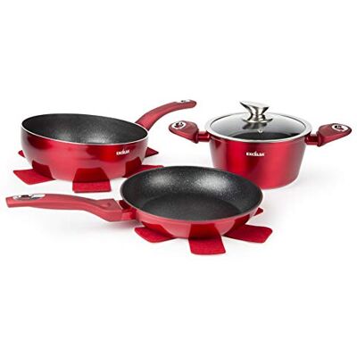 Excelsa Phoenix 6-delige rode aluminium kookset Excelsa Phoenix 6-delige rode aluminium kookset