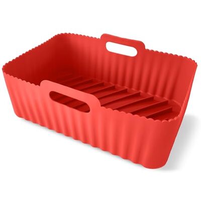 Guardini , Rechthoekige vorm met handgrepen, 15 x 22 cm, ideaal voor luchtfriteuse, voedselveilige siliconen, rood, lijn Air Fryer Guardini , Rechthoekige vorm met handgrepen, 15 x 22 cm, ideaal voor luchtfriteuse, voedselveilige siliconen, rood, lijn Air Fryer